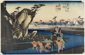 Rzeka Okitsu w Okitsu, ok. 1833 r.