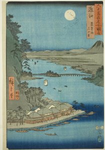 Omi Producent: Akebiwa i Ishiyama Tempe (Omi, Biwako Ishiyama et al.), z serialu Oh d P Lawinses autorstwa Utagawa Hiroshige