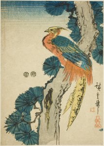 Bażant i sosna autorstwa Utagawa Hiroshige