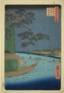 Pine f Sutto s Plan d Mtable, Asakusa River (sosnowe konie obronne rzeki Asakusa i głód), sto widoków Edo)” autorstwa Utagawa Hiroshige