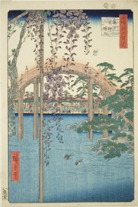 P Żywic zy Kameido Tenjin Shline (obręby Kameido Tenjin), z serii „Ridge dre d fa net s Views of Edo (Sto słynnych zabytków Edo)” autorstwa Utagawa Hiroshige