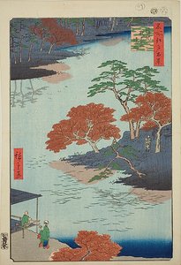 Precints of the Akiba Shrine, Ukeji (Ukeji Akiba no keidai), nr 91 z serii "One Hundred Famous Views of Edo (Meisho Edo hyakkei)". autorstwa Utagawa Hiroshige