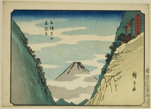 Dolina Raigo w Oyama w prowincji Sagami (Sagami Oyama Raigodani), z serii „Trzydzieści sześć widoków na górę Fuji (Fuji sanjurokkei)” autorstwa Utagawa Hiroshige