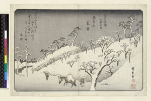 Riches Bequest 1913 Evening Snow at Asuka Hill, Asukayama, (yoko-e - format poziomy, kolorowy drzeworyt) autorstwa Utagawa Hiroshige