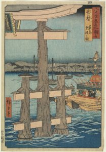 RokuScene w świątyni Itsukushima, prowincja Aki, 1853
