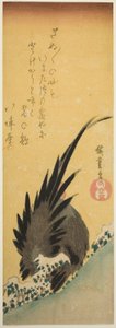 Kogut na zboczu wzgórza zimą autorstwa Utagawa Hiroshige