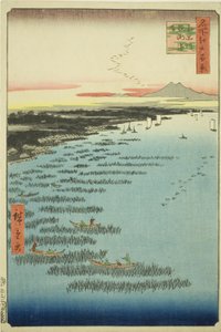 Członkowie Samezu core st th Shinagawa (południowe wybrzeże Shinagawa Samezu), z serii „Ridge dre d fa net s widoki Edo (słynne miejsce 100 widoków Edo)” autorstwa Utagawa Hiroshige