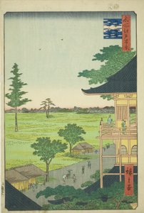 Sazai hala pola rakkan tempe finansowana (gohyaku rakkan sazaid), z serii „Jedno finansowane Ews of Edo farmera autorstwa Utagawa Hiroshige