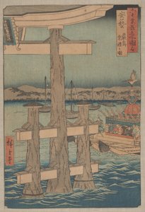 Scena w świątyni Itsukushima w prowincji Aki
