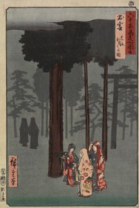 Scena z festiwalu Hotohoto w sanktuarium Izumo, prowincja Izumo, grudzień 1853 r.