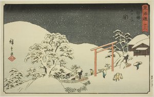 Seki — nie. 48, z serii „Pięćdziesiąt trzy stacje Tokaido (Tokaido gojusan tsugi),” znanej również jako Reisho Tokaido autorstwa Utagawa Hiroshige