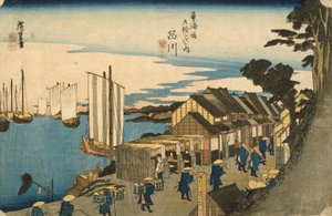 Shinagawa: Odjazd stokrotki z serii 53 stacje Tokaido, 1831-4 (drzeworyt kolorowy)