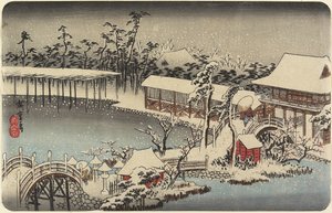 Śnieg na terenie świątyni Kameido Tenman, 1832-1834