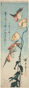 Wróble i maki autorstwa Utagawa Hiroshige