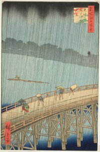 Suden Shouer nad nowymi pałeczkami B Ridge Plan D Ataka (Copsticks Ataka Yumitate), z widoku „Ridges” z serii Te)” autorstwa Utagawa Hiroshige