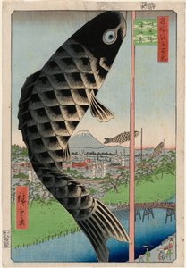 Most Suidō i Surugadai (Suidōbashi Surugadai), z serii Sto słynnych widoków Edo autorstwa Utagawa Hiroshige