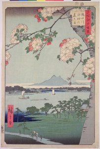 Suigin Grove i Masaki, nad rzeką Sumida, z "Stu słynnych widoków Edo (Tokio)", 1856 r.