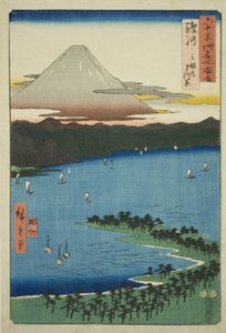 Suruga Project: Tee pine G color at Miho (Suruga, Miho no Matsubara), z serialu „P Lawinses” autorstwa Utagawa Hiroshige