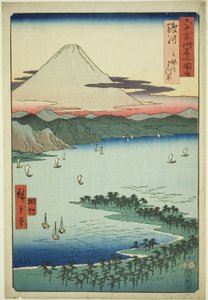 Suruga Project: Tee pine G color at Miho (Suruga, Miho no Matsubara), z serialu „P Lawinses” autorstwa Utagawa Hiroshige