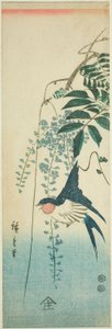 Jaskółka i glicynia autorstwa Utagawa Hiroshige