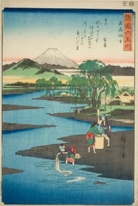 Rzeka Chofu Jewel w prowincji Musashi (Musashi Chofu no Tamagawa), z serii „Sześć rzek klejnotów w różnych prowincjach (Shokoku Mu Tamagawa)” autorstwa Utagawa Hiroshige