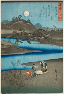Rzeka klejnotów Kinuta w prowincji Settsu (Settsu Kinuta), z serii „Sześć rzek klejnotów w różnych prowincjach (Shokoku Mu Tamagawa)” autorstwa Utagawa Hiroshige