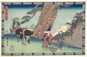 Lojalna Liga Czterdziestu Siedmiu R?nin (Ch?shingura), Akt VIII: Żona i córka Honza? podróż do Kioto autorstwa Utagawa Hiroshige