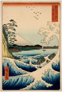Morze w Satta, prowincja Suruga, z serii Trzydzieści sześć widoków na górę Fuji autorstwa Utagawa Hiroshige