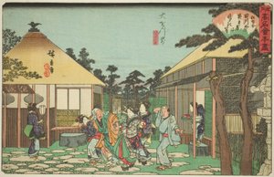 Te Tagawa i inni członkowie uranu F Teoria Daionji (przed Daionji, Tagawaya), z serii „Fa sieci mniej innych uranu Edo (seria rewizji starej nazwy Edo)” autorstwa Utagawa Hiroshige