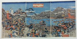 Bitwa pod Kawanakajima w prowincji Shinano. autorstwa Utagawa Hiroshige