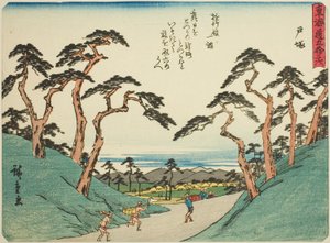 Totsuka, z serii „pięćdziesiąt trzy dźwięki Stachi z urbanity (miejskość obok głównej góry)” Dozwolony stopień miejski) autorstwa Utagawa Hiroshige