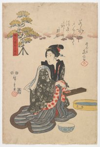 Drzewa, które przynoszą bogactwo i dobrobyt: Asaoki, okres Edo, 1847 (kolorowy drzeworyt)