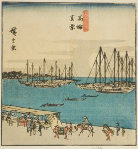 True View of Takanawa (Takanawa shinkei), fragment arkusza z serii „Słynne miejsca we wschodniej stolicy (Toto meisho)” autorstwa Utagawa Hiroshige