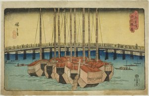 Widok mostu Eitai (rysunek mostu Eitai), z serii tee autorstwa Utagawa Hiroshige