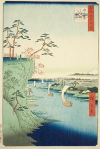 Widok proszku planu d te i Neri ver (tej policji prefektury Otonegawa), z serii „Ridge d red fa net s views of Edo (Sto słynnych widoków Edo)” autorstwa Utagawa Hiroshige