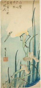 Czapla biała i irys autorstwa Utagawa Hiroshige