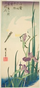 Czapla biała i irys autorstwa Utagawa Hiroshige