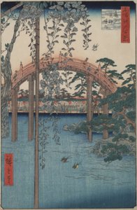 Wisteria w Kameido Tenjin Shrine z serii Sto słynnych widoków Edo autorstwa Utagawa Hiroshige