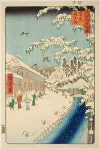 Ulica Yabu u podnóża wzgórza Atago (Atagoshita yabukoji), z serii „Sto słynnych widoków Edo (Meisho Edo hyakkei)” autorstwa Utagawa Hiroshige