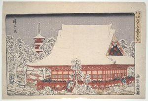 Targi na koniec roku w Kinryuzan Asakusa: słynne miejsca wschodniej stolicy autorstwa Utagawa Hiroshige