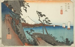 Yui: Satta Peak (Yui, kopalnia Satta), z serii „Pięćdziesiąt trzy stacje drogi Tokaido (Tokaido gojusan tsugi no uchi),” znanej również jako Hoeido Tokaido autorstwa Utagawa Hiroshige