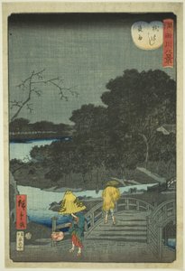 Nocny deszcz na moście Makura (Makurabashi yau), z serii „Osiem widoków rzeki Sumida (Sumidagawa hakkei)”