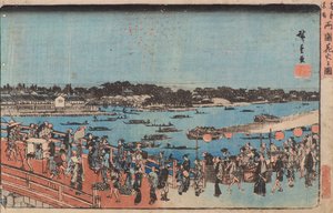 Fajerwerki w Ryogoku autorstwa Utagawa II Hiroshige