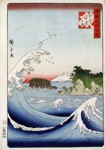 Góra Fuji za niespokojnym morzem - japońska grafika Hiroshige