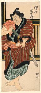 Fragment: Sawamura Sojuro dobywający miecza autorstwa Utagawa Kuninao
