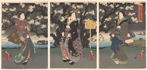 Wieczorny spacer wzdłuż rzeki autorstwa Utagawa Kunisada (I)