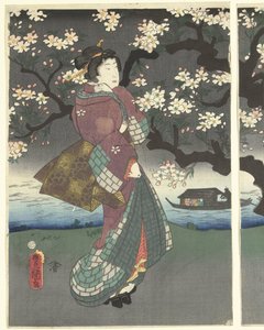 Wieczorny spacer wzdłuż rzeki autorstwa Utagawa Kunisada (I)