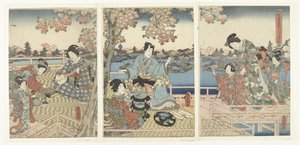 Wiosenny bankiet dla wschodniego Genji Azuma Genji hana no yuen (tytuł na obiekcie) autorstwa Utagawa Kunisada (I)