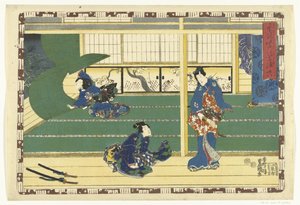 Rozdział 38 Prawdziwe obrazy Wspaniałego Księcia (tytuł serii) Sono sugata Hikaru no utsushi-e (tytuł serii na obiekcie) autorstwa Utagawa Kunisada (I)