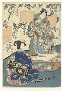 Książę Genji i dama dworska autorstwa Utagawa Kunisada (I)